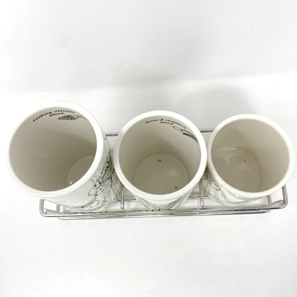 Chulkart Minceramics Korean Made Set of 3 Utensil Holders Silver Carryall NWT - Picture 7 of 12